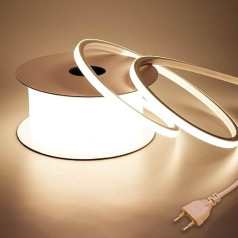 BENLUN AC 220 V Neon LED Strip 10 m, 3000 K Warm White LED Strip Outdoor Waterproof IP65, LED Strip 230 V Direct Connection, 10 W/M LED Strip Light for Indoor Outdoor Indirect Lighting
