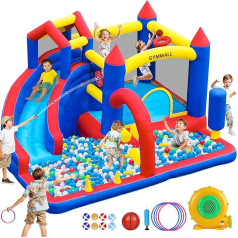 GYMMALL Hüpfhaus Hüpfhaus für Kinder mit Basketballkorb Rutsche Hüpfwippe