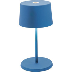 Zafferano Olivia Mini Kabellose LED-Tischlampe Aufladbar - Dimmbare Touch Akku Lampe für Innen und Außen IP65 - Lichtfarbtemp. 2700 - 3000K - Aluminium H22 (Capri-Blau)