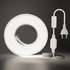 KISUFU 220 V COB LED Strip with Switching Plug 15 m, 288 LEDs/m Flexible High Density CRI≥85 FCOB LED Strip, LED Strip IP65 Waterproof Super Bright LED Light Strip for Bedroom, Cupboard Lighting