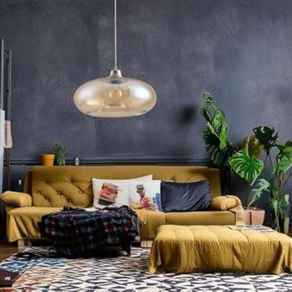 M2 OUTLET La Burbuja Pendant Light Diameter 40 cm 1 Bulb E27 Glass Amber
