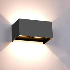 Wall Light Indoor/Outdoor 24 W LED, Outdoor Lamp Anthracite LED Wall Light Outdoor 3000 K with Adjustable Beam Angle Wall Lamp Outdoor Light Waterproof IP65 Wall Lighting Warm White for Balcony Living