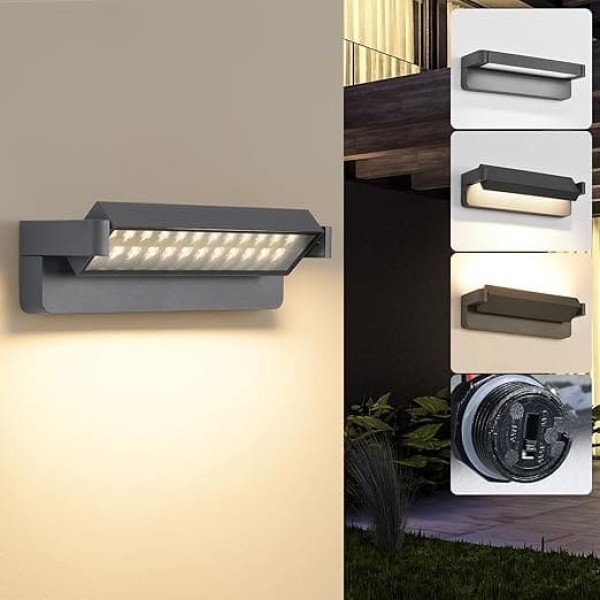 MYCUL LED Wall Light, Outdoor Light, IP65 Waterproof Wall Lamp, 36 W, 3000 K, 4500 K, 6000 K, Wall Lights, 350° Swivelling Outdoor Wall Light, Outdoor/Indoor Outdoor Lamp Wall for Garden, Patio,