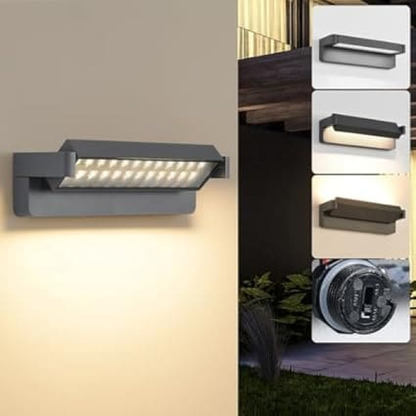 MYCUL LED Wall Light, Outdoor Light, IP65 Waterproof Wall Lamp, 36 W, 3000 K, 4500 K, 6000 K, Wall Lights, 350° Swivelling Outdoor Wall Light, Outdoor/Indoor Outdoor Lamp Wall for Garden, Patio,