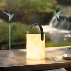FUYO Outdoor Table Lamp Wireless Portable Multicoloured LED Table Lamp with Battery Dimmable 7 RGB Colours Rechargeable Lamp IP44 Waterproof Table Lamp for Outdoor Patio Garden Bedroom
