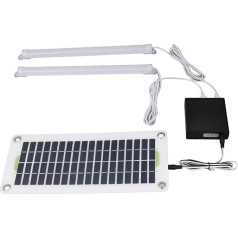 Solar Light Tube, 30W 12V 5V Dual USB LED Solar Panel Camping Tent Light with Waterproof Battery Box for Hiking