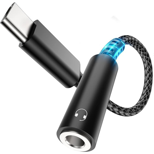 bakibo Adapter USB C to Jack, USB C Jack Adapter 3.5 mm USB C Headphone Adapter Type C Aux Audio Dongle to Hi-Fi DAC Chip for Samsung Galaxy S22 S21, i Pad Pro, MacBook, Pixel, Note 20/10 Black