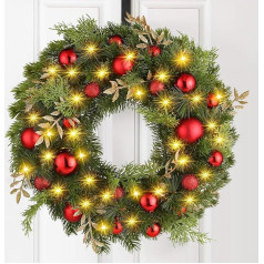 Christmas Wreath, Door Wreath, Christmas Wreath, Front Door Decoration, Artificial, Door Wreath, Christmas Illuminated, Fireplace and Wall Decoration, Christmas Wreath Decoration, for Advent Door