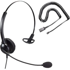 Affordable Single Ear Noise Cancelling Office/Call Centre Headset With U10P Bottom Cable works with Mitel, Nortel, Avaya Digital, Polycom VVX, Shoretel, Aastra + Many More