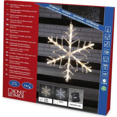Konstsmide 4540-103 LED snowflake acrylic silhouette, outdoor (IP44), battery operated:4xAA 1.5 V (excl.), with 6 h timer, 24 warm white diode, transparent cable.