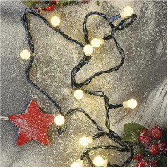 EMOS LED Fairy Lights Warm White for Indoor and Outdoor Use, 20 m Long Christmas Fairy Lights with 200 LEDs in Ball Shape, 6 Hour Timer Function, Power Supply and Transformer, for Parties, Christmas,