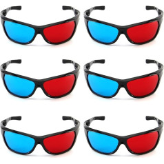 RMKbe 3D-Film-Gaming-Brille, Rot-Blau, 3D-Brille, 3D-Brille, 3D-Brille, Anaglyph-3D-Brille für Heimkino-Spiel, 6 Stück