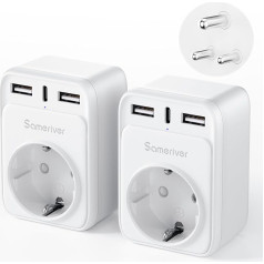 Travel Adaptor India Adapter Germany Plug Travel Adapter with 2 USB 1USB C (3A) Socket Adapter Type D for Sri Lanka, India, Nepal India Wall Charger Charging Station (2 Pieces)