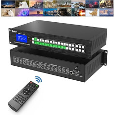 Yinker 4K HDMI Matrix 16x16, 16 in 16 Out Rack Mount HDMI Splitter Switch & Screen Splitter, 4K@30Hz EDID HDCP RS232 LAN Control