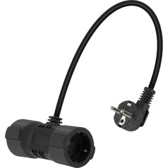 GELRHONR Protective Contact Extension Cable, T Shape Schuko Extension Cable 250V16A IP44 Outdoor Protective Contact (CEE 7/7) Male to Female, for Home, Kitchen (Black)