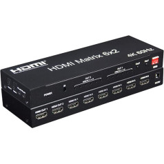 XYKJOBC 4K 60Hz 6x2 HDMI Matrix 6 in 2 Out HDMI Splitter Switch 4x2 HDMI Matrix Audio Video Converter with EDID for PC TV Dual Monitor (6x2 HDMI Matrix)