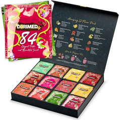 Discovery & Tasting Box - Assortment of 12 Flavored Teas & Infusions (84 Individual Bags) - Black/White/Green Tea/Matcha/Earl Grey/Oolong/Pu-Erh - Gift Box - Herbal Teas