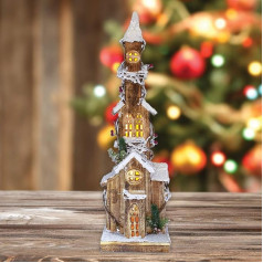 The Christmas Workshop Snow House Ornament, Warm White LED, 75cm High x 19cm Wide x 12cm Deep