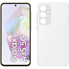 Samsung Galaxy A35 5G Smartphone, Android Mobile Phone without Contract, 256 GB / 8 GB RAM, 2 Days Battery Life, 50 MP Camera, Awesome Lemon + Clear Case