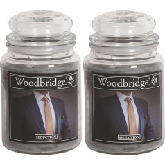 Woodbridge Scented Candle in Glass with Lid, Set of 2 Seduction, Amber Scented Candle, Long Burning Time (130 H), Large Scented Candle, Grey Candles (565 g)
