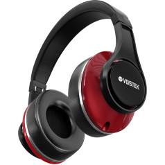 Voistek Over-Ear Bluetooth Headphones, Noise Cancelling, 65 Hours Playtime, Hi-Res Audio, Deep Bass (Red)