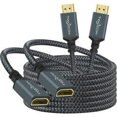 Twozoh HDMI Extension Cable 2M Pack of 2, 4K HDMI Extension, Male to Female Braided Nylon HDMI 2.0 Cable Adapter Supports 4K@60Hz 3D HDR