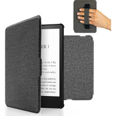 MyGadget 4252010269793 Case for Tolino Vision 1 | 2 | 3 | 4 with Hand Strap & Auto Sleep | Wake Function - Flip Case in Light Grey