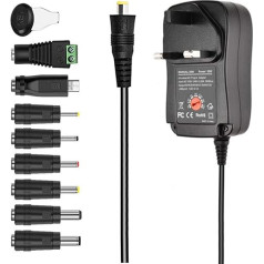 GutReise Universal Adapter Power Supply, 220V TO 6V 9V 12V 15V 18V 24V Adjustable DC Charger Adapter Switching 41W 5V/2.1A USB Port with 8 Selectable Adapter Tips for WiFi Adapter Electronics