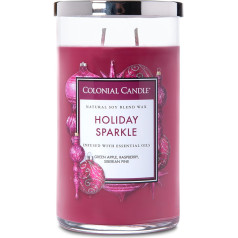 Colonial Candle Large Scented Candle in Glass with Lid | Holiday Sparkle | Eucalyptus Scented Candle | Candles with Multiple Wicks | Candles Long Burning Time (60 h) | Candles Red (538 g)