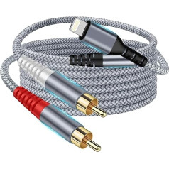 NCGGY Lighting to RCA Cable, RCA to iOS Adapter Audio Cable Chinch Cable Compatible with iPhone Pad Pod for Home Cinema, Stereo, Speaker, TV etc. (5.2 m)
