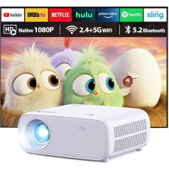 Wielio Full HD 1080P Projector with 4K Support, Bluetooth and WiFi, 18000 Lumen HD Display, Support 30-200 Inch Projection Size, Compatible with iOS/Android/Laptop/Xbox (Grey)