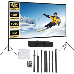 INMOZATA Projektor-Leinwand und Ständer, 227 x 127 cm, faltbar, tragbar, Projektor-Leinwand mit Tragetasche, 16:9 4K HD Indoor Outdoor Projektionsleinwand für Camping, Heimkino (227 x 127 cm)