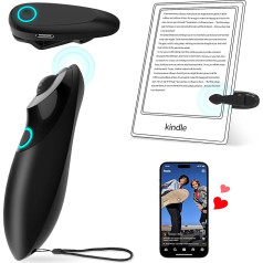 Remote Control with Scroll Wheel for Kindle Paperwhite/TikTok, E-Book Readers Page Turner Remote/Short Video Controller Compatible with iPhone/iPad/Android, Wrist Strap Included (Black)