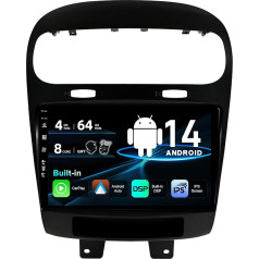 SXAUTO Android 14 Car Radio for Fiat Freemont Dodge Journey Leap (2012-2020) - Wireless CarPlay/Android Car - Camera + Mic - 4G + 64G - DAB 360-CAM Steering Wheel Control WiFi Bluetooth - 2 DIN IPS 9