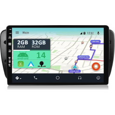 YUNTX [2GB + 32GB] Android 14 Car Radio with Navigation System for Seat Ibiza 6J (2009-2014) 9 Inch Touchscreen Free Camera DAB/GPS/Steering Wheel Control/MirrorLink/Bluetooth 5.0/WiFi/USB/4G/CarPlay