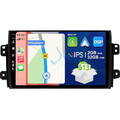 BXLIYER Android 12 IPS Car Radio Suitable for Suzuki SX4 (2006-2013) - Built-in CarPlay Android Car - Free Reversing Camera - 2G + 32G - 9 Inch 2 DIN - DSP DAB Steering Wheel Control WiFi Fast Boot 4G