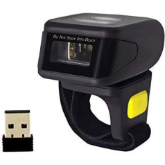 Alacrity Wearable 1D 2D Wireless Barcode Scanner, Bluetooth 2.4GHz Wireless USB Wired 3 in 1, Portable Mini Ring Barcode Reader for Windows, Android, iOS