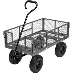 VIVOHOME Heavy Duty Steel Mesh Folding Garden Trolley with Removable Sides and 4