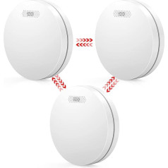 XINDUM Networked Smoke Detector, Wireless Smoke Detector with 10 Year Battery, Mute Function, Thin Networked Fire Alarm for Fire Warning, 85 dB Loud Alarm Smoke Detector, Set of 3