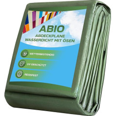 Abio Tarpaulin 6 x 12 m Green 90 g/m² Waterproof Tarpaulin with Eyelets Tarp Tarpaulin Fabric Tarpaulin Protective Tarpaulin Tent Tarpaulin Garden Wood Garden Furniture Camping Green 90 g/m² 6 x 12 m