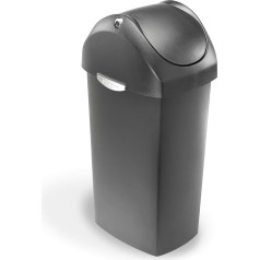 simplehuman CW1335 60L Swing Lid Bin, Grey Plastic, W 43.4cm x H 84.3cm x D 33.5cm