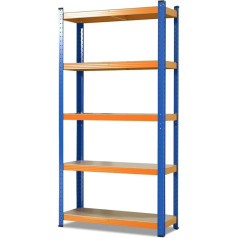 KARAT Heavy Duty Shelving for Garage, Basement, Workshop, Boltless Shelf, Wide Span Shelf, Storage Shelf, Basement Shelf, Corner Shelf, Tyre Shelf, Grid Shelf (Blue/Orange, 180 x 120 x 45 cm)