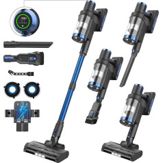 Nigecue 550 W/45000 Pa/60 min Battery Vacuum Cleaner, Wireless Vacuum Cleaner with Smart Touchscreen and Charging Station, Anti-Tangle Brush, 1.5 L Dust Container, Stick Vacuum Cleaner for Hard