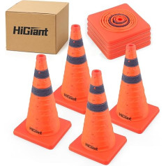 HiGiant [4 Stück] Faltbare Sicherheitskegel für Verkehrssicherheit, 45,7 cm, orange Pop-Up-Kegel mit reflektierendem Kragen, Vorsichtskegel für Straßenfahrten und