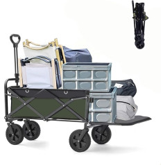 Trolley auf Rädern, 150 kg/80 l, robuster Trolley mit Öffnung hinten und verstellbarem Griff, für Camping, Garten, Sand, Strand, Weihnachten