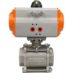 DN80 Three-Piece High Platform Pneumatic Ball Valve Stainless Steel 304 Double Acting Cylinder