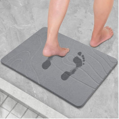 CARBURATEUR Kieselguhr Non-Slip Bath Mat, Shower Mat, Stone Bath Mat, Quick-Drying Natural Stone Floor Mat, 60 x 39 cm Bath Mat, Super Absorbent Bath Mat, Bath Mat (Dark Grey)