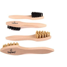 The Shoe Horn Set of 4 Cream Brushes - Crucible Brushes Made of Wood - With Solid Natural Bristles Z2346 - Brown -