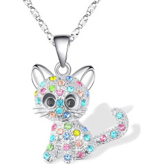 IBXWMNG Cute Cat Necklace for Girls with Pendant, Gift for Christmas, Birthday or for Children, Girls, Women and Women, Glass