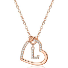 TINGN Letter Chain Women Girls - 14 Carat Gold-Plated Chain Girls CZ Heart Pendant Chain Women's Girls Necklace with Letters Heart Chain Women Teenager Girls Gifts for Women Girls Jewellery